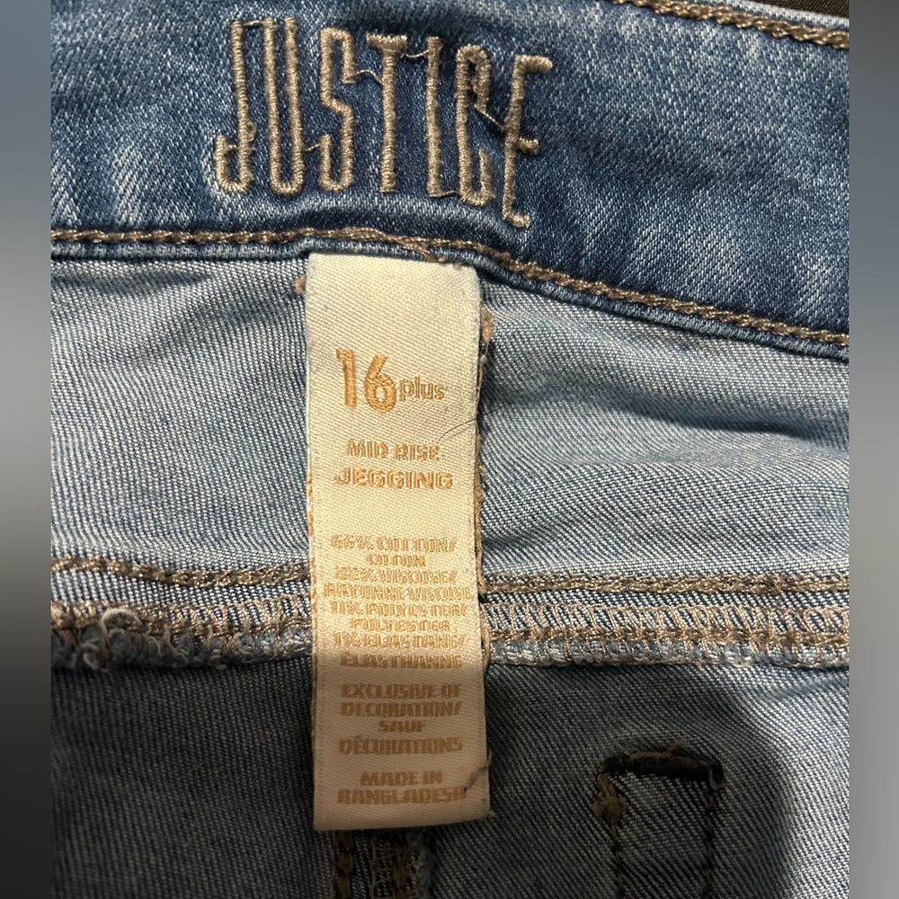 Justice blue jeans size 16-plus mid rise jeggings